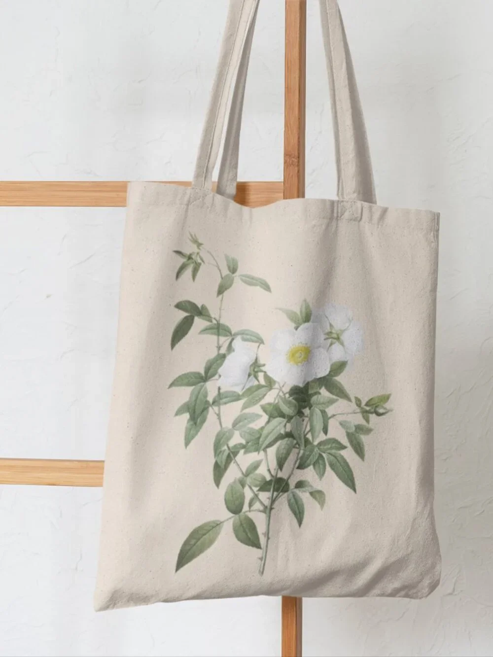 Cherokee Rose Vintage Floral Print Graphic Canvas Tote Bag